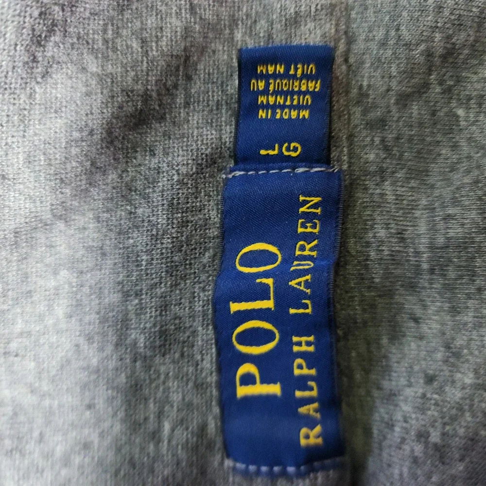 Polo Ralph Lauren Mens Gray Quarter Zip Pullover Sweater Size Large Heather Blue